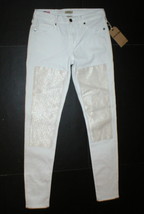 NWT New Womens True Religion USA Halle Jeans Skinny White Mid Designer Patch 26 - $346.50