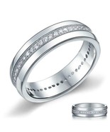 Men&#39;s Wedding Band 925 Sterling Silver Created Diamond Ring 14k White Go... - £65.98 GBP