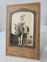 Vintage 1930s-40s Photo Boy on Pony. Tent card 4.5x7.25&quot; Named. - £5.44 GBP