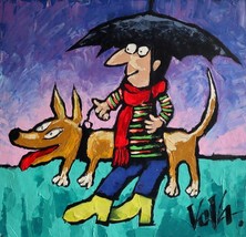 Vladimir Vova Unbenannt Original Acryl auf Leinwand 20x20 Hund Cowboy - £1,006.61 GBP