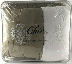Chic Home Halpert 6-Piece Queen Comforter Set Floral Pinch Pleated in Taupe - £55.31 GBP