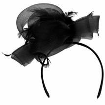 Trendy Apparel Shop Three Feathered Flowers Mesh Loop Fascinator Headband - Blac - £15.81 GBP