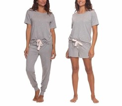 Felina Women&#39;s Plus Size XXL Gray Pink Stars 3-Piece Lounge Pajama Set NWT - £15.18 GBP