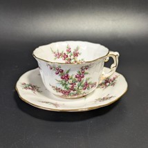 Hammersley Bone China Tea Cup &amp; Saucer Set Floral Design Gold Trim Vintage - $38.65