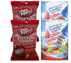 Dr. Pepper &amp; Hawaiian Punch Flavored Cotton Candy, Variety 4-Pack 3.1 oz... - £21.32 GBP