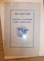 Vintage 1938 Booklet American Hampshire Sheep Association Sale List - £17.03 GBP