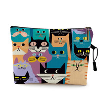 Tote Cosmetic Bag For Women Makeup Bag Creative Floral Cat Print Toiletries Groo - £11.17 GBP