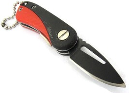 Red Black Stainless Steel Folding Pocket Knife Keychain - £6.32 GBP