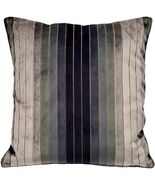 Carbon Stripes Textured Velvet Throw Pillow 20x20 Inches Square, Complet... - $137.98 CAD