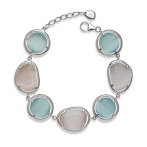 Sterling Silver Blue and Pink Cat’s Eye Bracelet - £201.99 GBP