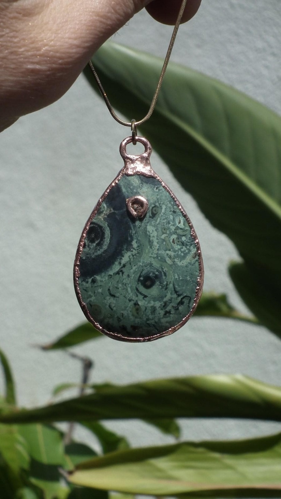 Electroformed copper Kambaba jasper pendant - $56.95