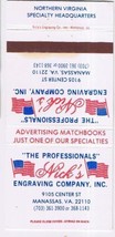 Matchbook Cover Nick&#39;s Engraving Company Manassas Virginia  - £5.40 GBP