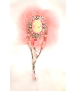 Handcrafted Women&#39;s Cameo Brooch/Pin Victorian Inspired Beads Pink imita... - $11.88