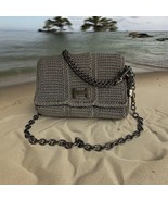 Hand woven Crochet bag - HELENA Gray Purse Chain Strap - $5,193.84 MXN