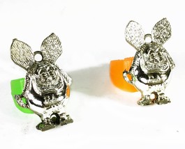 Ed Roth Rat Fink - Set of (2) Green &amp; Orange Plastic Rings (Circa 1960&#39;s) - £22.29 GBP