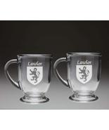 Lawlor Irish Coat of Arms Glass Coffee Mugs - Set of 2 - £26.68 GBP