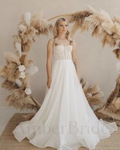 Simple Wedding Dress, Boho Wedding Dress, Spaghetti Strap Wedding Dress,... - $354.50
