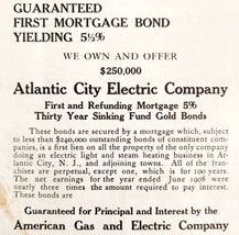 Atlantic City Electric Co Banking Mortgage Bond 1908 Advertisement Money... - £15.78 GBP