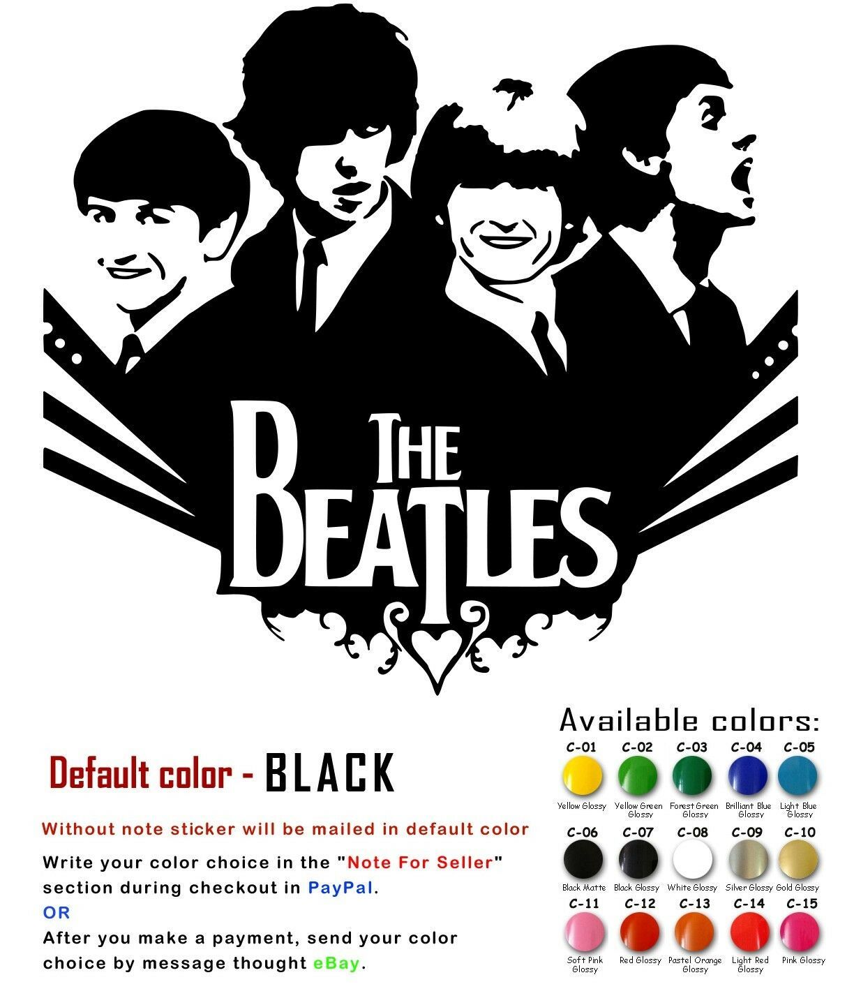 Beatles Vinyl Decal Sticker John Lennon Paul McCartney George Harrison Starr Car Item image 2