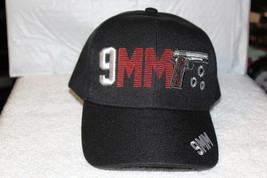 9MM PISTOL HANDGUN GUN BULLET HOLE BASEBALL CAP HAT ( BLACK ) - $12.37