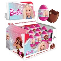 Zaini Barbie Milk Chocolate Eggs With Collectible Surprise Full Box 24 Pcs - £50.93 GBP