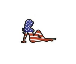 American Flag MUDFLAP GIRL 4-7/8&quot; x 3-3/8&quot; iron on patch (363) (J21) - $5.84