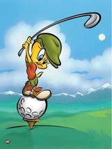 Warner Bros.&quot;TEE-OFF TWEETY&quot; Tweety Bird Looney Tunes Golf Animation Giclee Gift - £194.06 GBP