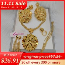 Gold Plated Flower Jewelry Women Weddings Necklace and Earrings Bangle Ring Brid - £62.46 GBP