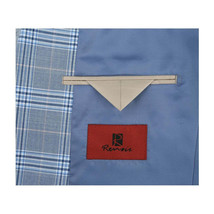 Mens Suit RENOIR English Plaid Window Pane Stretch Slim Fit Comfort 293-3 Blue image 6