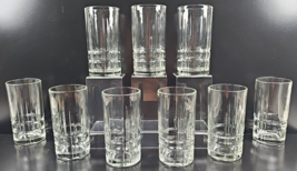 (9) Cristal D&#39;Arques Durand Arizona Parallels Highball Glasses Set Tumblers Lot - £77.96 GBP