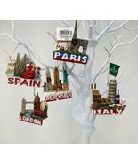 World Traveler Places Christmas Tree Ornaments~Paris~London~New York~Spa... - £26.05 GBP
