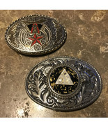 2 Vintage MASONIC MASONS FREEMASON SHRINERS Belt Buckles Silver Gold Fle... - $1,847.21 MXN