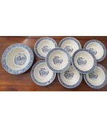 Homer Laughlin Shakespeare Blue Leaves Serving Soup Bowls Stratwood 9 Pc - $749.31 MXN