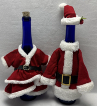 2Pcs Food Network Santa Coat Hat Christmas Wine Bottle Cover Christmas Dress - £9.59 GBP