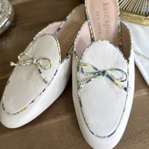 Kate Spade Devi Slide Mules US 9.5 Cream Leather Slip On Floral Bow Shoe - $69.55 CAD