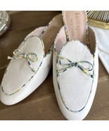 Kate Spade Devi Slide Mules US 9.5 Cream Leather Slip On Floral Bow Shoe - $69.27 CAD