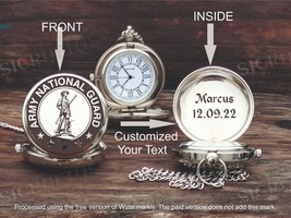 Army National Guard Personalized Brass Pocket Watch With Customized Wooden Box. - £21.35 GBP
