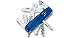 Victorinox Climber Medium Pocket Knife - Blue Transparent (1.3703.T2) - £47.81 GBP
