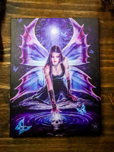 Ebros Anne Stokes Fantasy Immortal Flight Fairy Wood Framed Picture Canvas Decor - £14.18 GBP