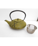 Japanese Tetsubin Cast Iron Teapot Tea Kettle Pot Green Bamboo infuser s... - £47.46 GBP