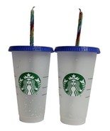 2X Starbucks Confetti Color Changing 2020 Reusable 24oz Tumbler With Straw - $577.44 MXN