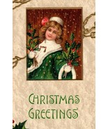 1907 Embossed Christmas Postcard Victorian Girl Portrait  - $412.83 MXN