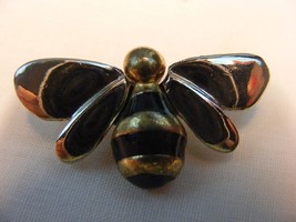 Vintage Costume Jewelry Gold and Silver Black Enamel Bumble Bee Pin - $553.18 MXN