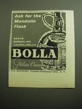 1958 Bolla Wine Advertisement - Ask for the Mandolin Flask - £14.53 GBP