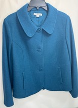 Pendleton Women&#39;s Blazer Wool Jacket Turquoise LP Large Petite Career Business - £30.52 GBP