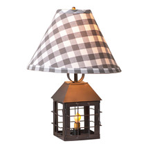 Irvins Country Tinware Colonial Lantern Lamp with Gray Check Shade - £95.23 GBP