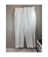 Polo Ralph Lauren Cuffed Womens Linen Capris Pants Pleated White Size 36/30 - $29.95