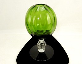 Melon Ball Footed Vase, Emerald Green, Keyhole Stem, Vintage Cambridge Glass - £38.36 GBP