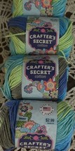 New Lot 4 Crafter&#39;s Secret Yarn 100% Cotton  Ocean Stripe  2 Oz - £13.32 GBP