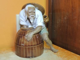 Chinese Mud Man/ Men 6&quot; Fisherman w/ wicker Basket marked China mudman W... - $297.95 MXN